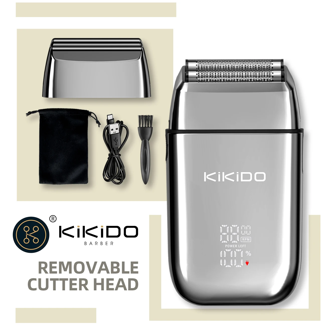 KIKIDO Electric Shaver Professional Razor Powerful Beard Trimmer Rechargeable Shaving Machine Beard Cutting Machine for Men TX2