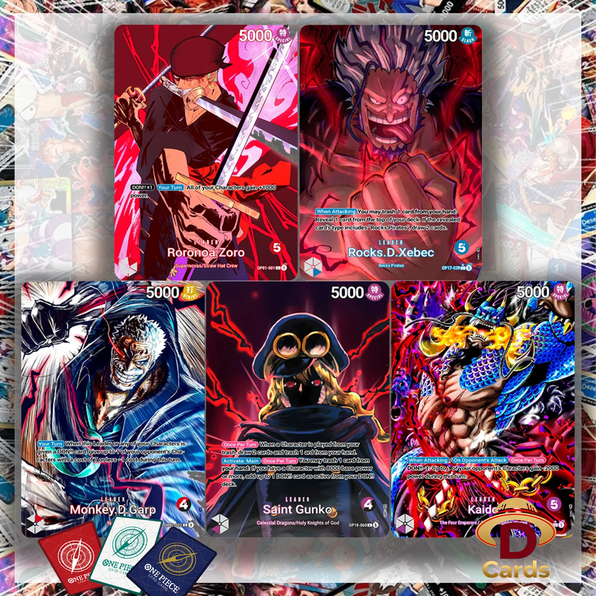 One Piece Card Conqueror's Haki Entanglement Series Set Zoro/Xebec/Garp/Gunko/Kaido DIY Custom Card with Textures Holographic