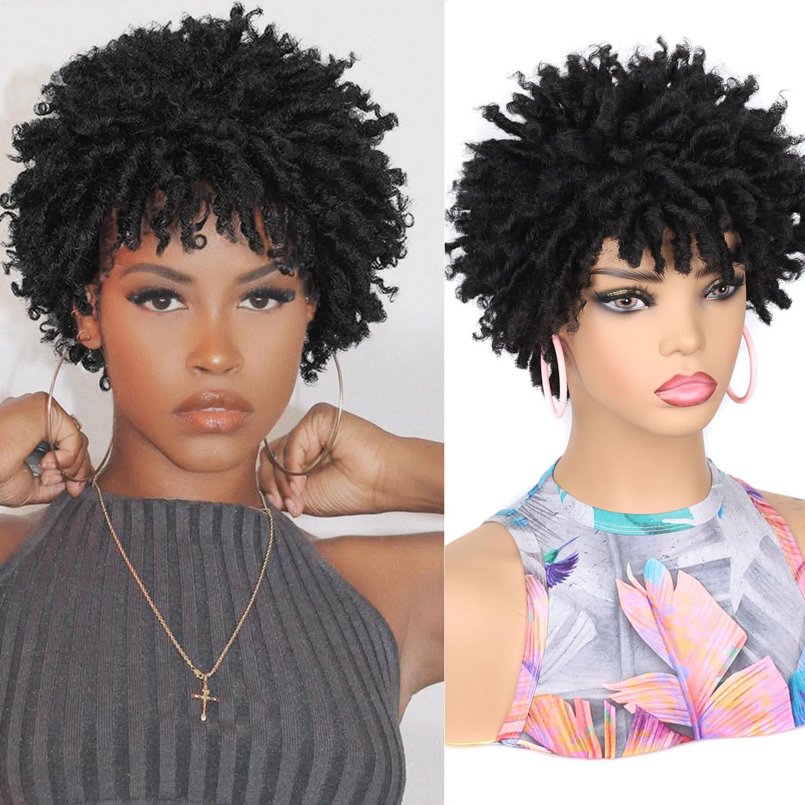 

jeedou Synthetic Short Dreadlock Wig for Black Women and Men Afro Faux Locs Dreads Wig Twist Braided Hair Wigs for Black Women