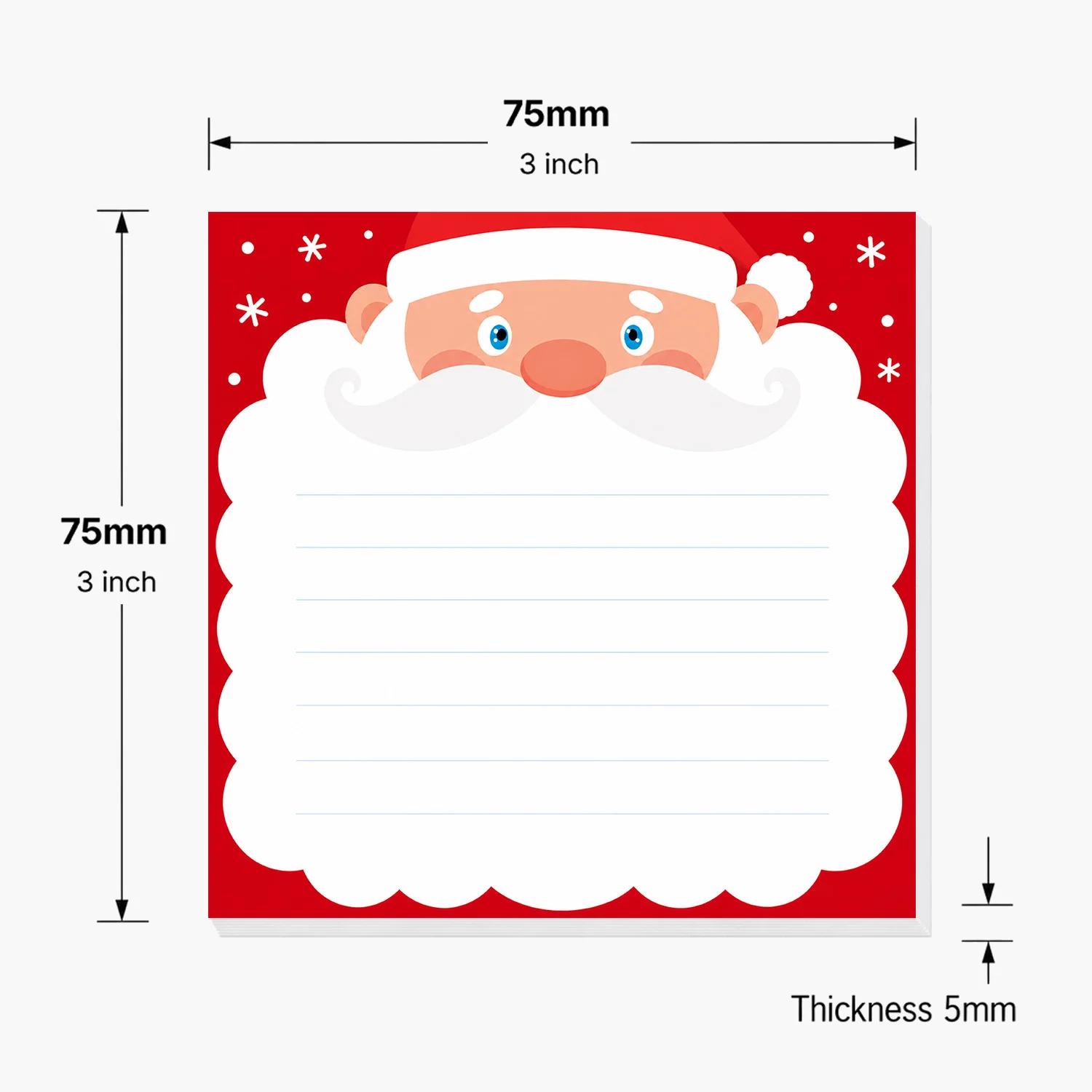 2PCS Christmas Santa Self Adhesive Sticky Notes 100 Sheets Cute Santa Claus Lined Memo Pads Holiday Reminder Notes Office School