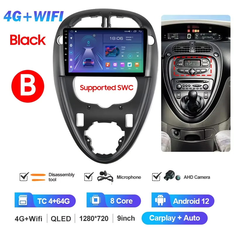 QSZN 2 Din Autoradio Voor Citroen Xsara Picasso 1999-2010 WiFi + 4G Multimedia Video Player Stereo GPS Navigatie Draadloze Carplay
