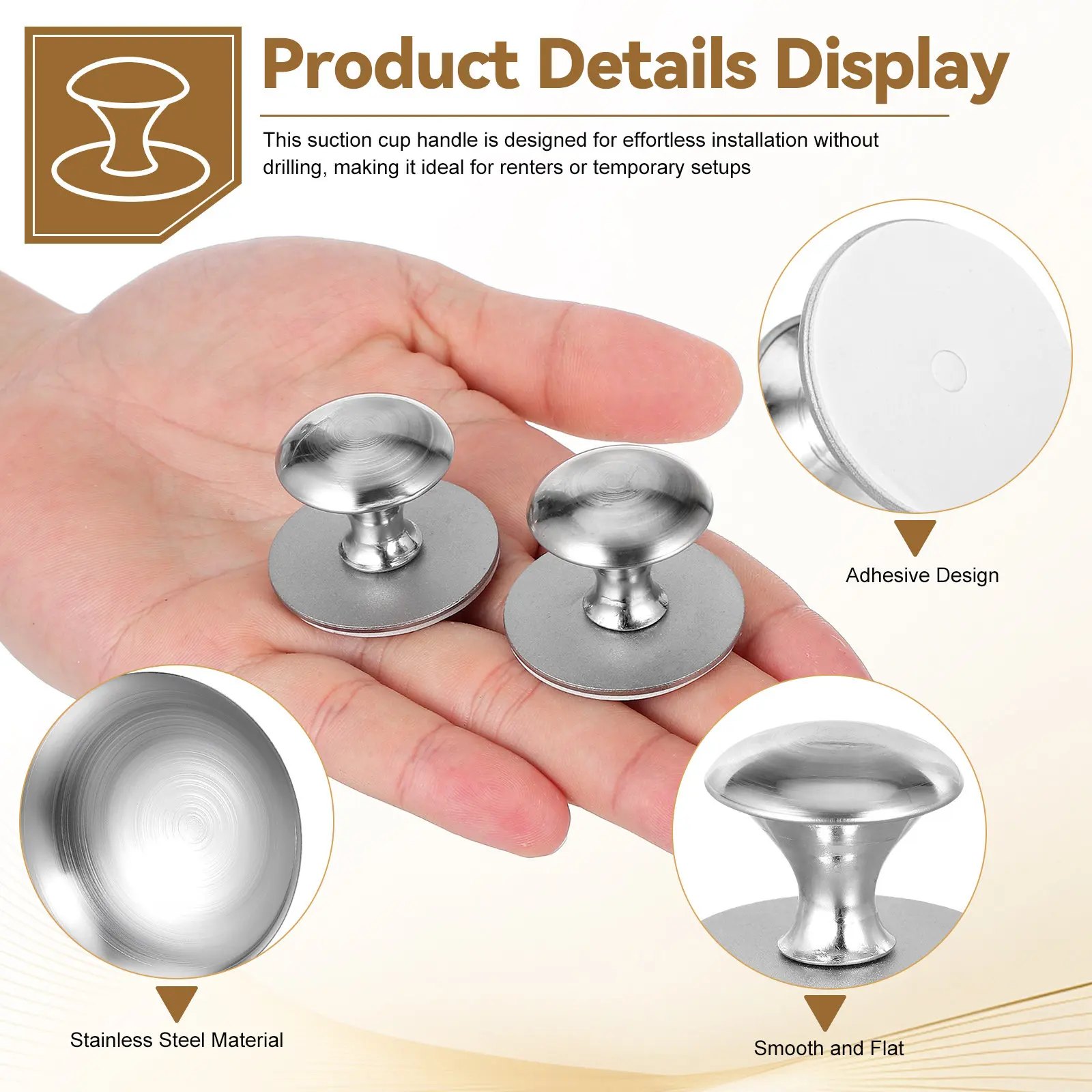 2Pcs Shower Safety Handles Suction Cup No Drilling Adhesive Drawer Pulls Cabinet Hardware Glass Door Finger Pull Knobs Renter