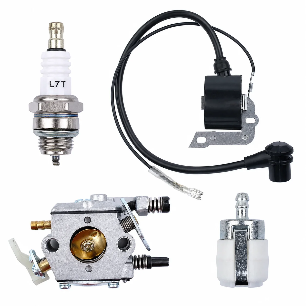 Carburetor Tune Up Kit with Ignition Coils Fuel Filter Spark Plug for Husqvarna 50 51 55 Rancher Chainsaw Replace OEM 503281504