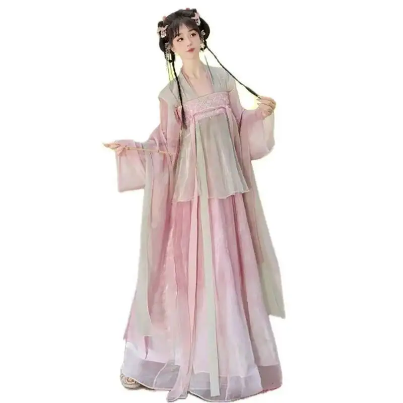 

Chinese Hanfu Dress Women Chinese Traditional Cosplay Costume Tang Dynasty Stage Dance Dress Pink&Yellow Hanfu Dress Plus Size