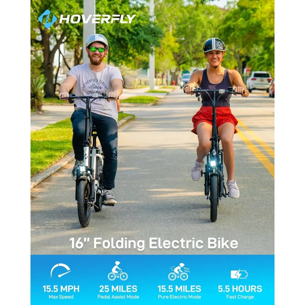 Folding Electric Bike, 25 Miles (Pedal-Assist) by 280.8Wh Battery, Max Speed 15.5Mph Power by Peak 500W