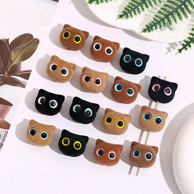 17*9mmVelvet Cat Head Beads Handmade Cute DIY Cat Beads for Bracelet Necklace Mobile Phone Chain Material Jewelry Accessories