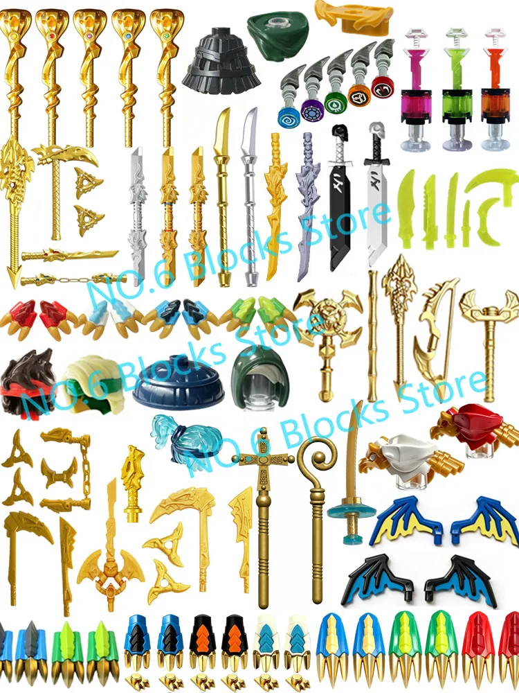 MOC Anime Cartoon Building Blocks Figures Accessories Dragon Claws Cloaks Wings Armor Swords Assemble Mini Bricks Toys Gifts S17
