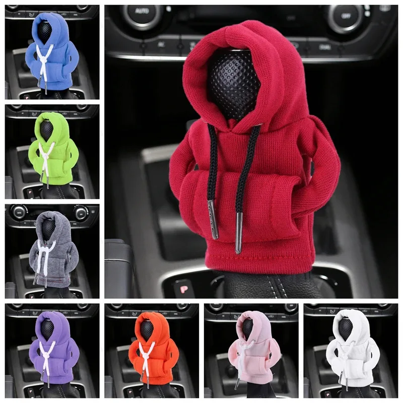 Cute Gear Shift Knob Hoodie Cover Mini Sweater Manual Shift Boot Dust Protector Funny Car Interior Decoration Accessories Gift