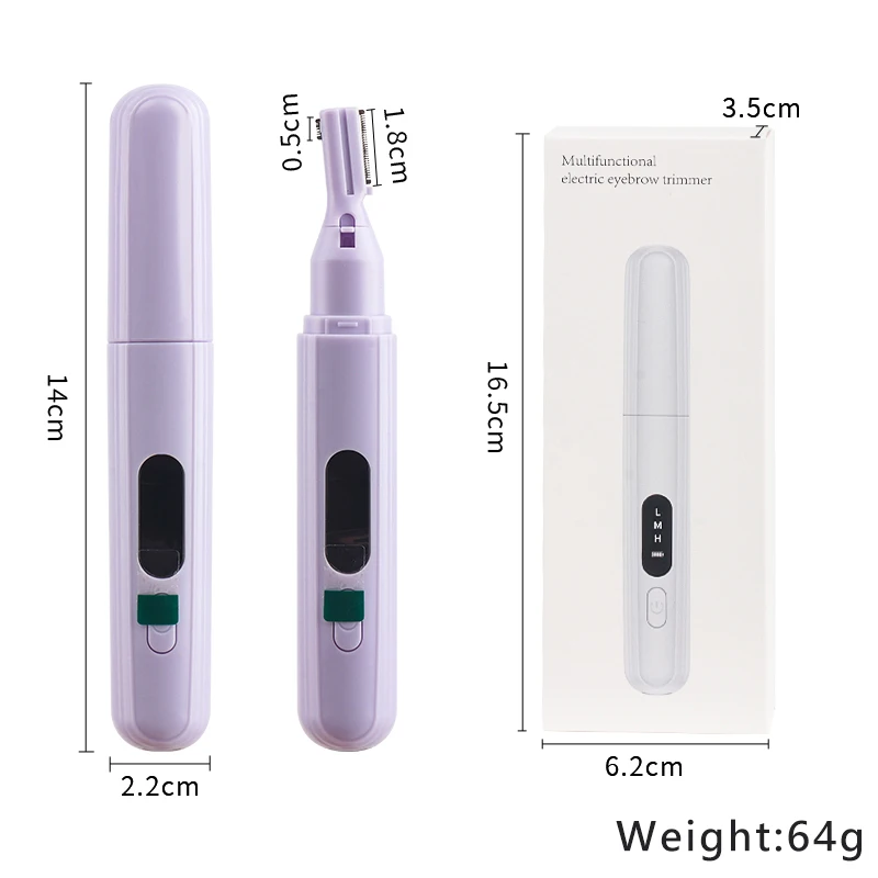 เครื่องเล็มขนคิ้วไฟฟ้า 1 ชิ้น เครื่องกำจัดขนบนใบหน้า ขนาดเล็ก พกพาสะดวก สำหรับผู้หญิง เครื่องโกนขนตามร่างกาย คอ ริมฝีปาก แขน และขา ใบมีดโกนกำจัดขน