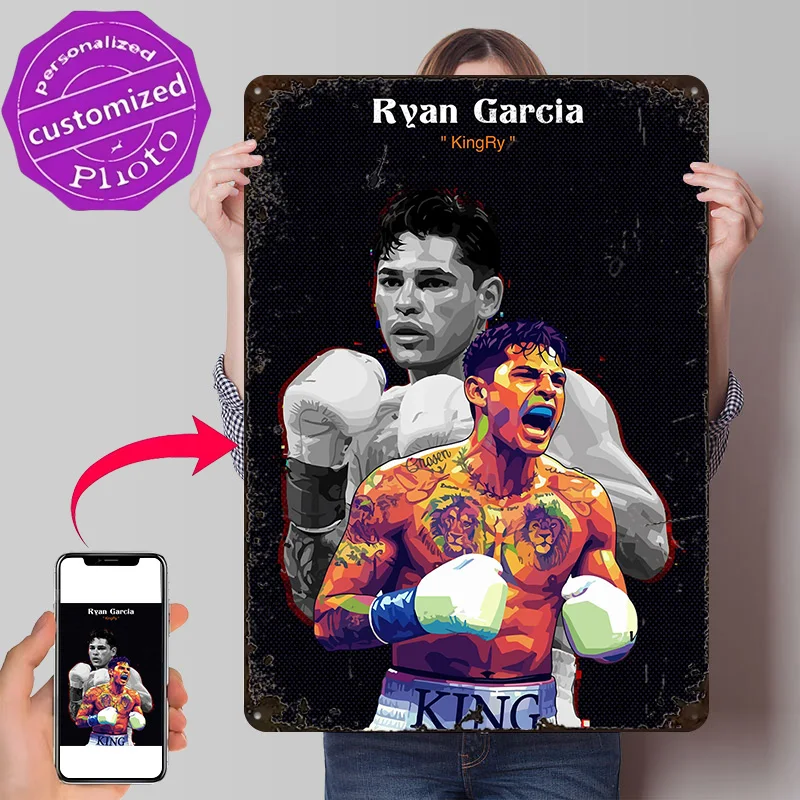 Ryan Garcia 'KingRy' Boxing Portrait Metal Poster Perfect Gift for Fans Lovers Personalized Wall Art Metal Sign for Funny Signs