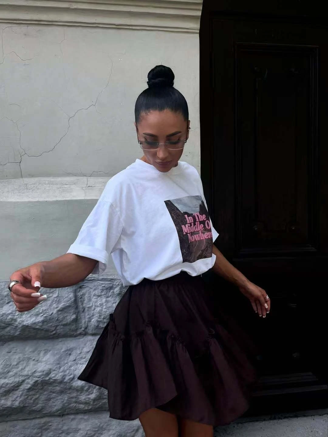 

Faionable Casual Loose Printed Letter round Ne ort Sve Tirt Cotton Comfortable Women's Top Summer ential