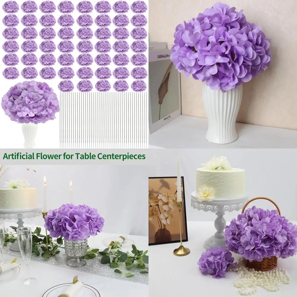 

Lavender Artificial Hydrangea Flowers, 104 Stems, Silky Real-Touch for Weddings, Home, and Party Decor
