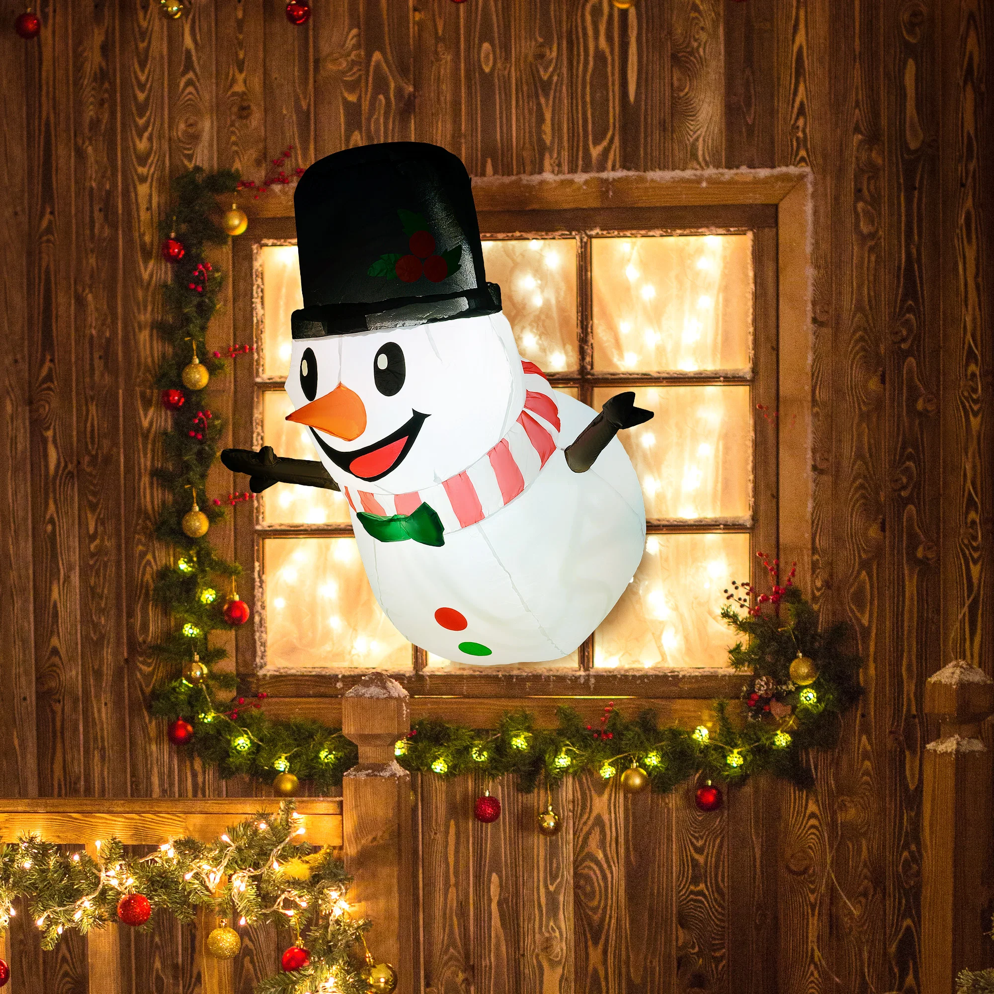 

3.4' Christmas Inflatables Hanging Snowman with White Led Lights