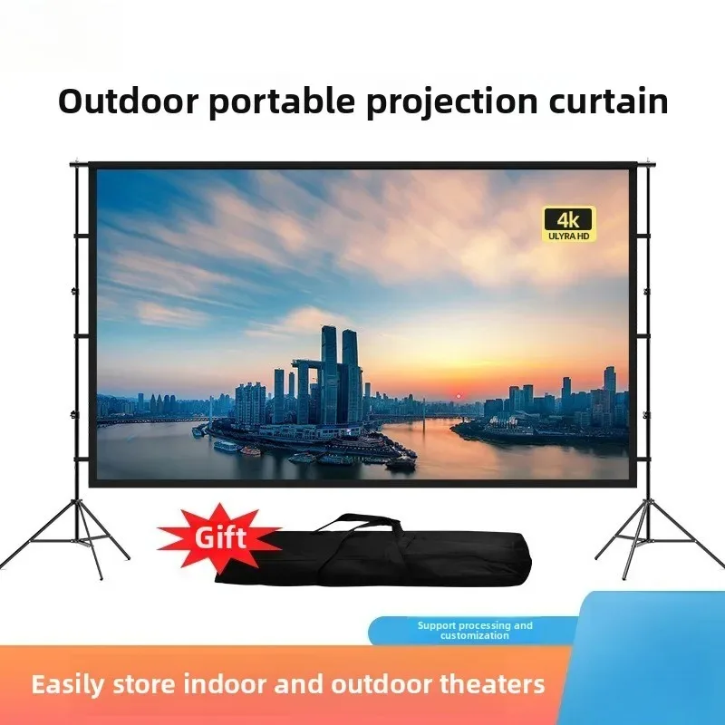 

Projector with Stand 100 120 Inch 16:9 4K 1080 HD Portable Projection Screen for Home Office Theater Cinema