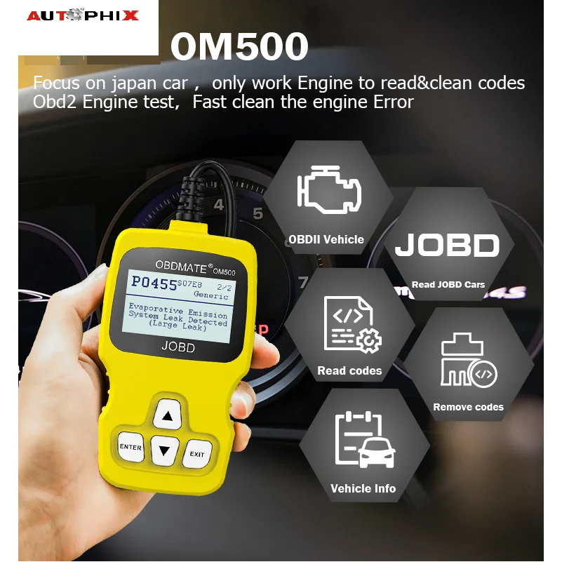 AUTOPHIX OM500 Check Engine For Japanese Vehicles JOBD Scanner Live Data Diagnostic 12VCode Reader Diagnostic for Toyota/Honda