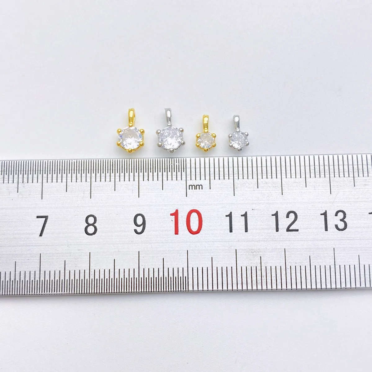 18K Gold Plated Color Retention Six Prong Simulated Moissanite Mini Drop Charm DIY Bracelet Necklace Jewelry Finding
