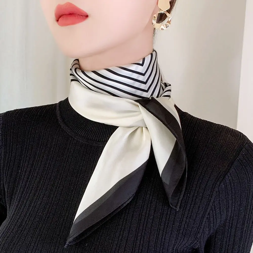 Headband Striped Bag Decoration Wraps Headscarf Large Square Scarf Silk Scarf Female Shawl Printed Scarf Korean Style Scarves