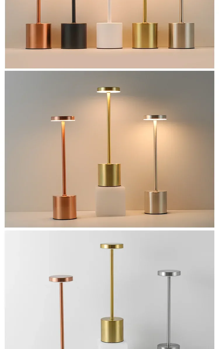 Cordless 3 Color Dimmable Table Lamp USB Rechargeable Portable Desk Lamp Touch Sensor Lamp for Bedroom Living Room Restaurant
