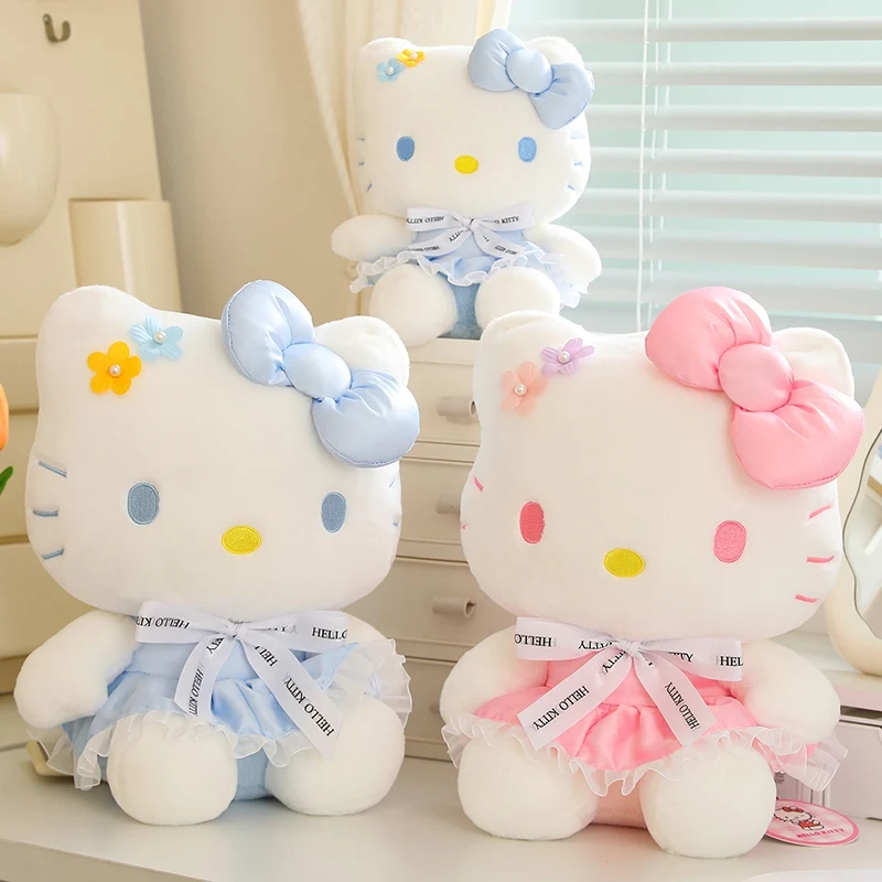 

Sanrio Floral Hellokitty со лентой, плюшевые игрушки, подвески, милые мягкие куклы, компаньон для девочек, плюшевые игрушки, домашний декор автомобиля, куклы
