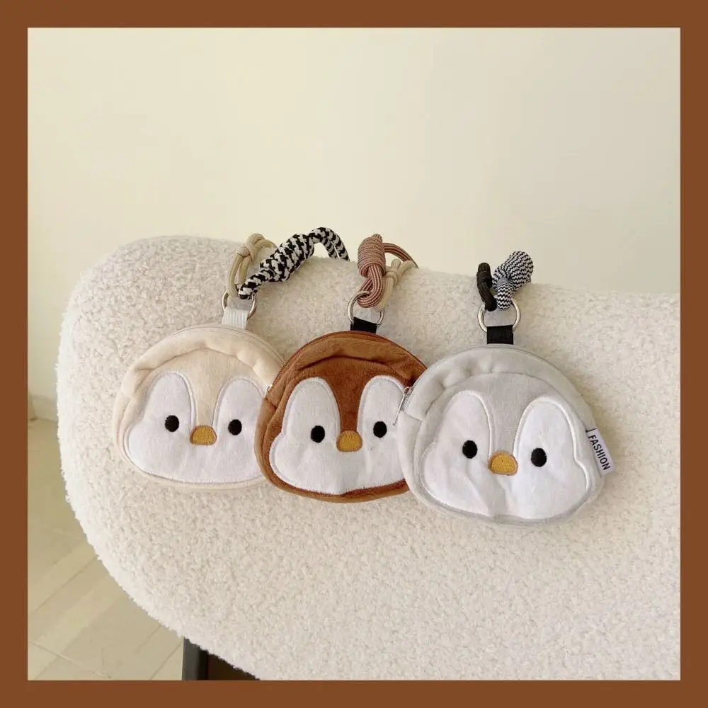 Pendant Plush Penguin Coin Purse Colorful Hanging Rope Korean Style Cartoon Keychain Jewelry Packing Bag Cute Mini Storage Bag