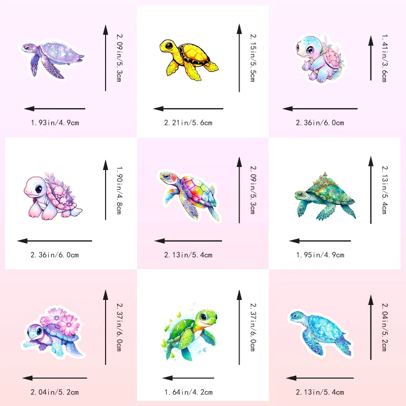 50 Uds. De pegatinas coloridas de dibujos animados de tortuga marina, pegatinas de Anime para ordenador portátil, teléfono, monopatín, motocicleta, coche, pegatina impermeable, juguete clásico