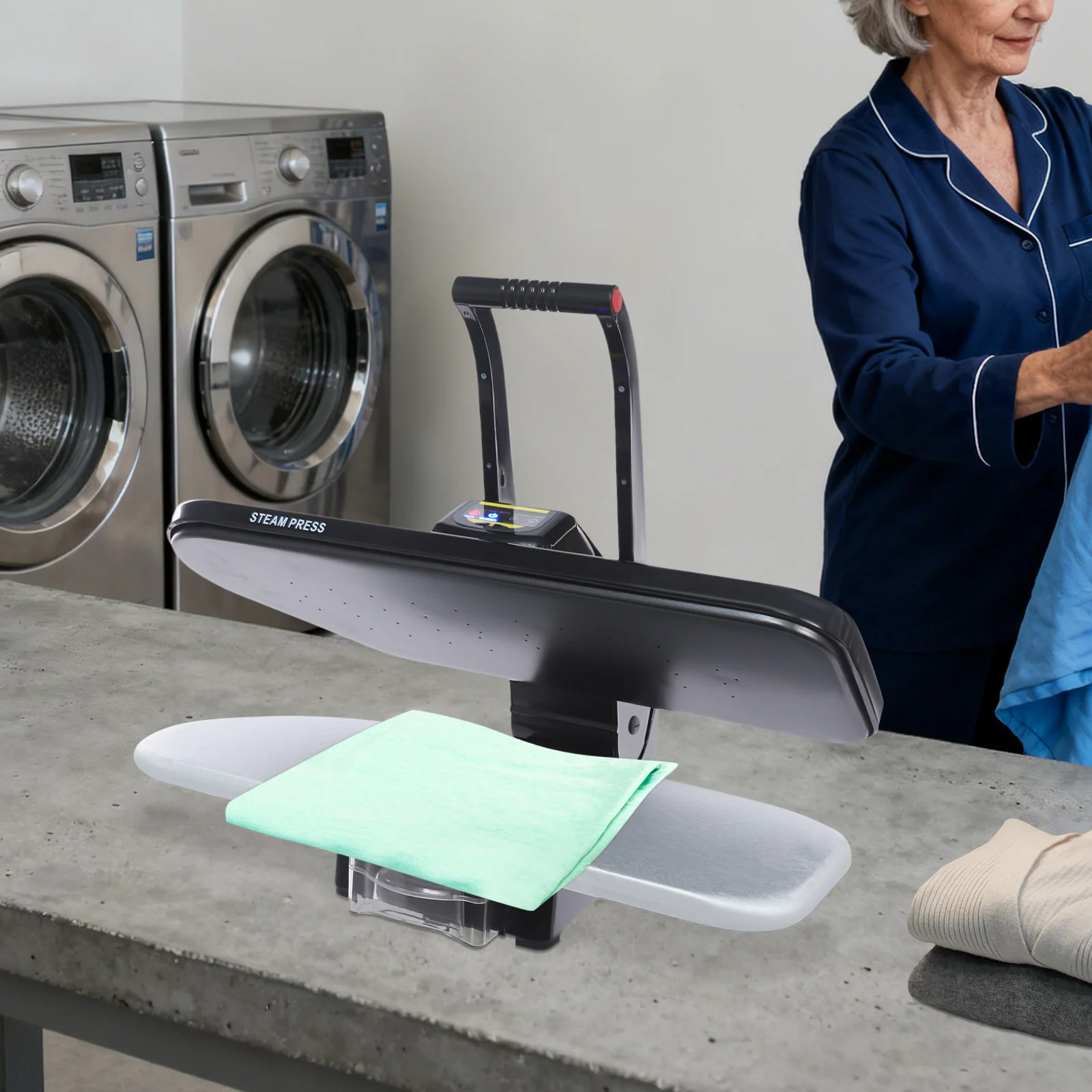 1600W Intelligent Ironing Machine Digital Steam Press, Steaming Iron Touchscreen with Multiple Fabric Settings and Steam Burst