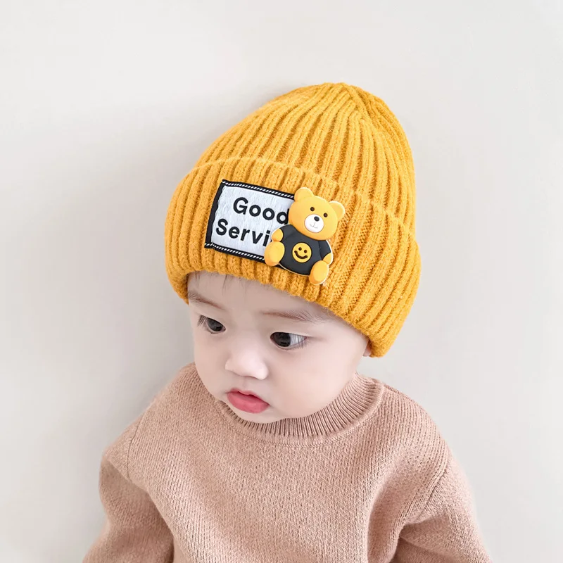 Children's Hat Autumn and Winter Three-Dimensional Bear Woolen Cap Boys and Girls Baby Hat Baby Hat