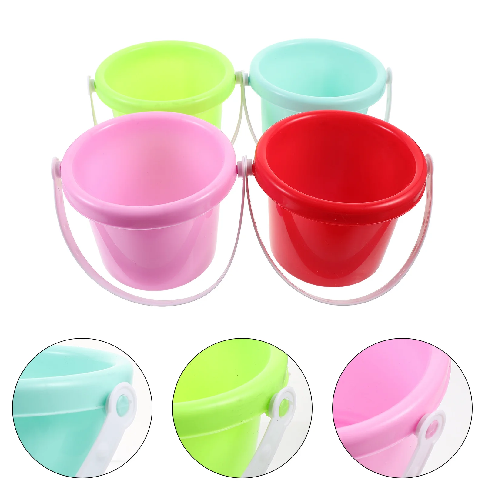 4 Pcs Plastic Barrel Beach Bucket Toys Mini Child Sand Buckets Magnetic Children