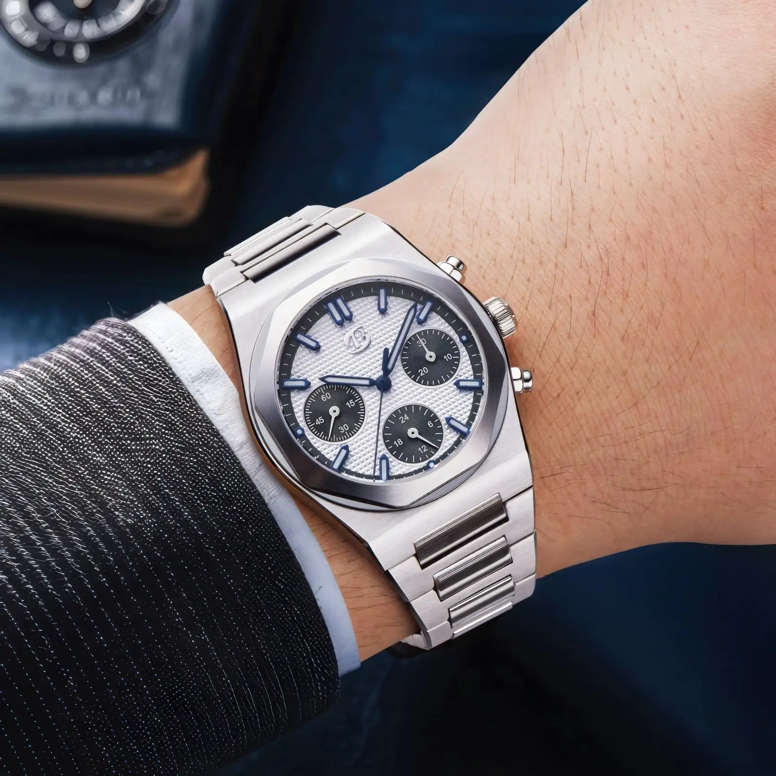 

Мужские механические часы-хронограф BETTIMER B8002 с механизмом ST1903, 38,5 мм, из нержавеющей стали 316L, с сапфировым стеклом, светящиеся, для мужчин