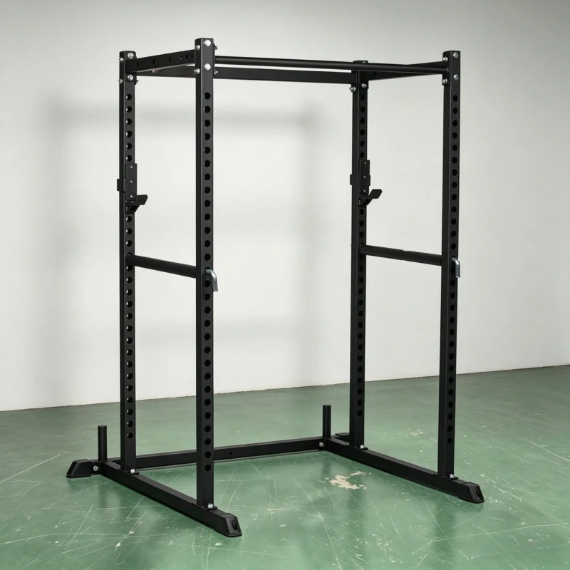Factory Direct Sale  Power Rack Power Cage Squat Rack  with Multi Grip , Safety Pins ,Barbell Bar Storage and j Hooks