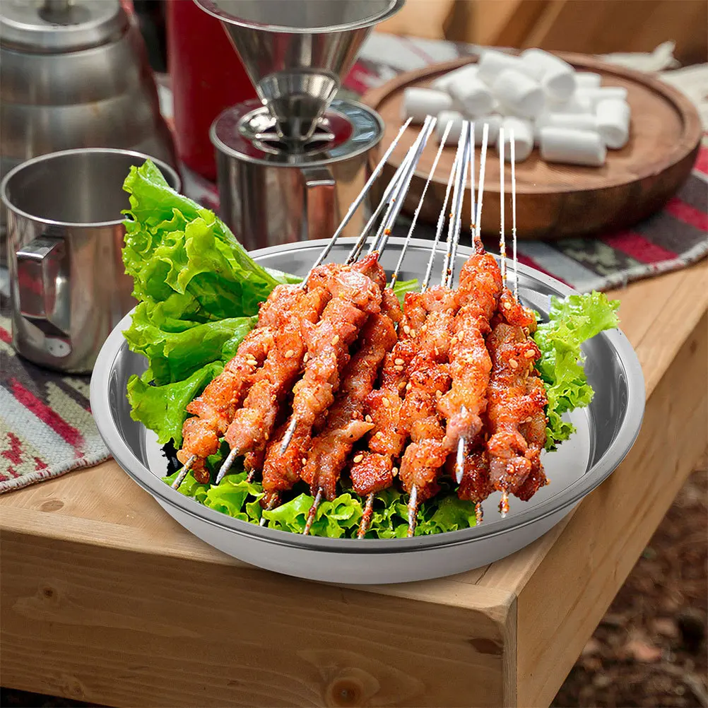 

Flat Bottom Stainless Steel Tray Multi Functional Steaming Pan for Barbecue Banquet Side Dish Fruit Holder Kitchen Cooking