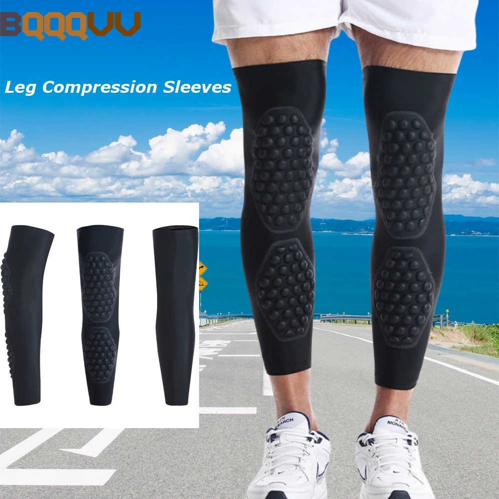 Long Leg Compression Sleeves with Knee Calf Padded,Full Leg Brace Support, Basketball,Football,Outdoor Sport, 1Pc