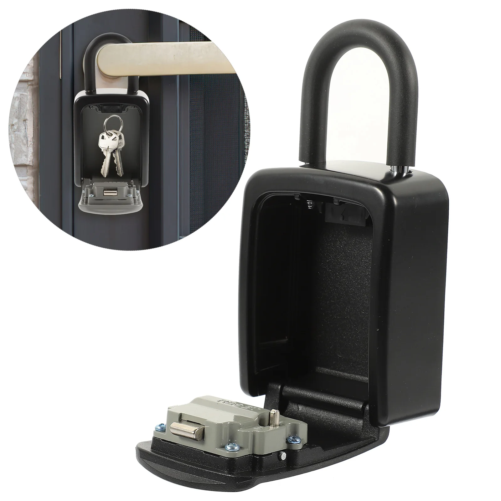 4- Resettable Waterproof Key Safe Box Rust Resistant Steel Security Lock Outdoor Wall Mounted Portable Metal Storage