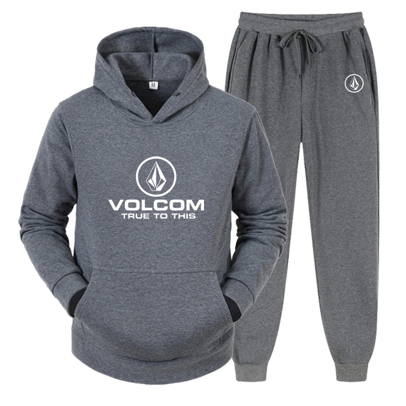 Men\'s VOLCOM Spring and Autumn Outdoor High Quality Hoodie Set, Sports Mountain Hoodie, Fashion and Leisure