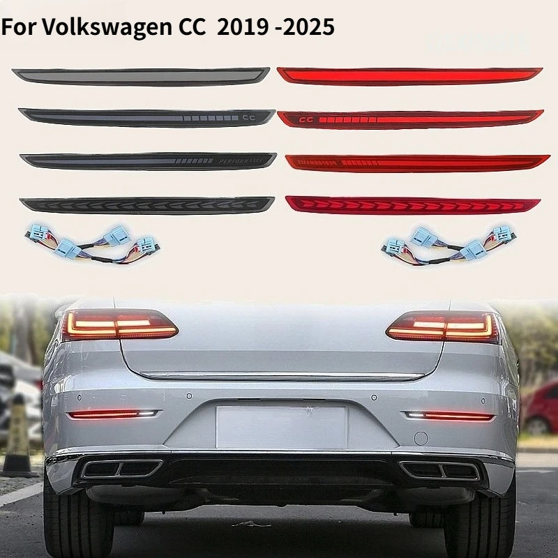 For VW CC 2019-2025 Rear Bumper LED Dynamic Turn Signal Brake Tail Fog Light Signal Lamp Accessories