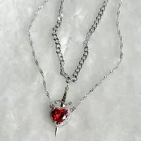 Collier de Couple blanche-neige, pendentif cœur et épée pour femmes, bijoux romantiques pour la saint-valentin, accessoires cadeaux 1