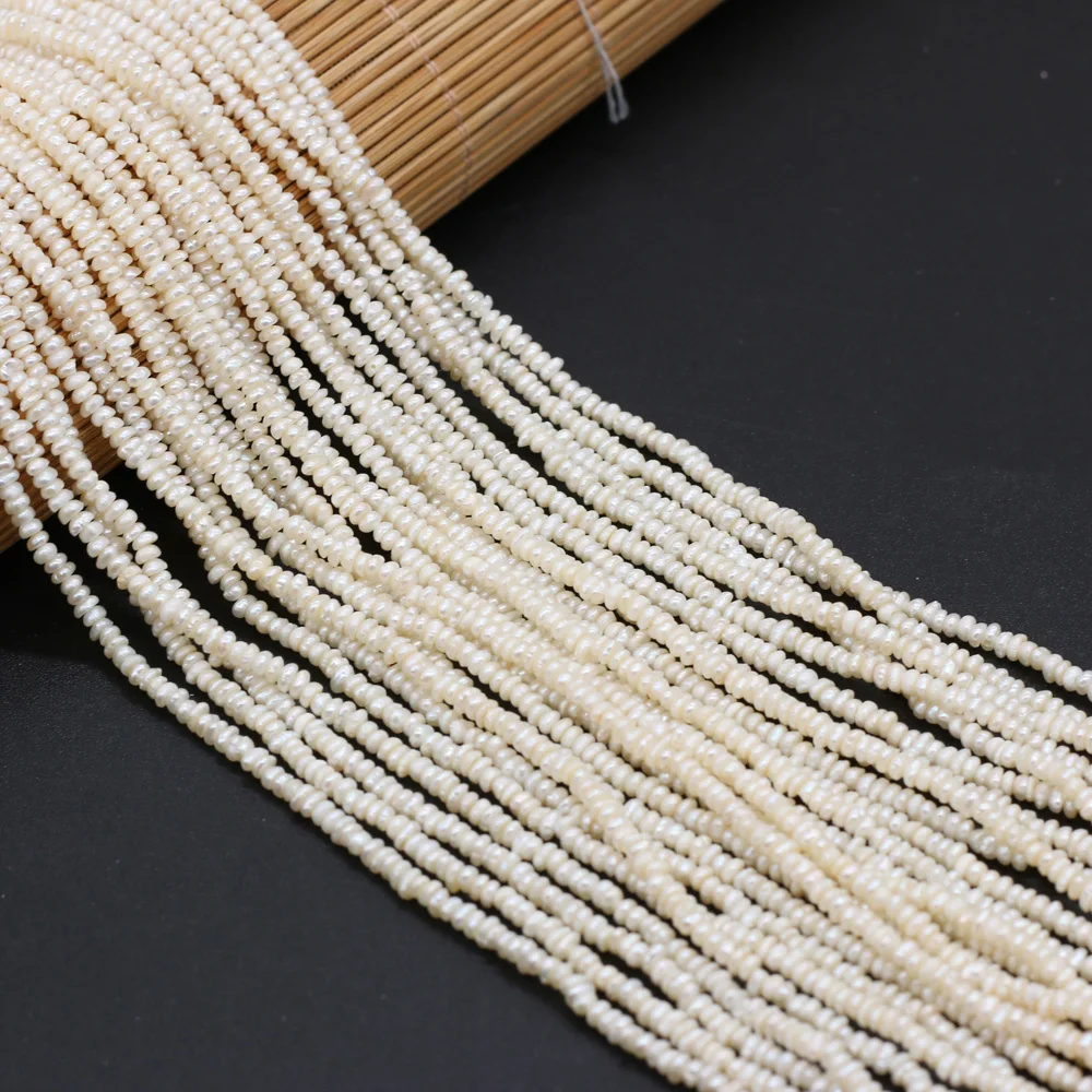 2-2.5mm White Natural Freshwater Pearls Flat Loose Spacer Beads for Jewelry Making Supplies DIY Necklace Bracelet Accessories