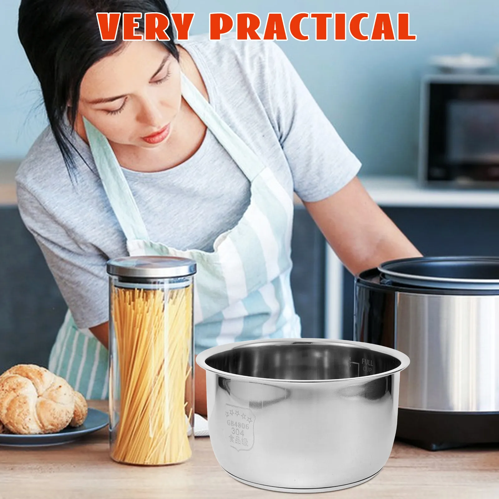 

Rice Cooker Inner Pot 304 Stainless Steel Thickened Bottom Compatible Replacement Liner Electric Cooker Accessories