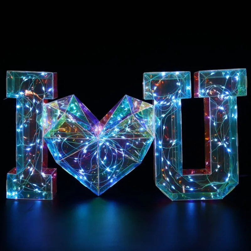 Laser Confession Sentence Heart Shaped Decorative Led Light Birthday Wedding Scene Decoration Props Home Holiday Ornament Lamp