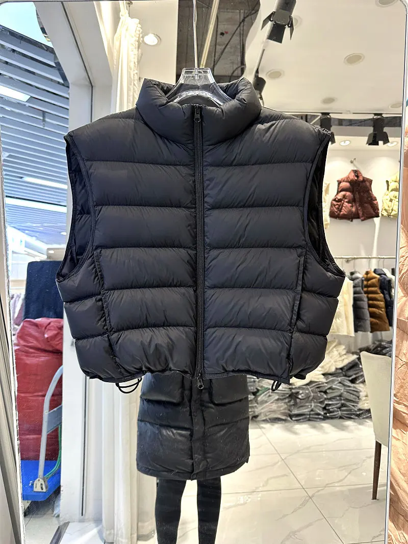 Autumn Winter Puff Spare Ribs Down Vest Female Warm Double Zipper Sleeveless Waistcoat Women White Duck Down Stand Collar Vest