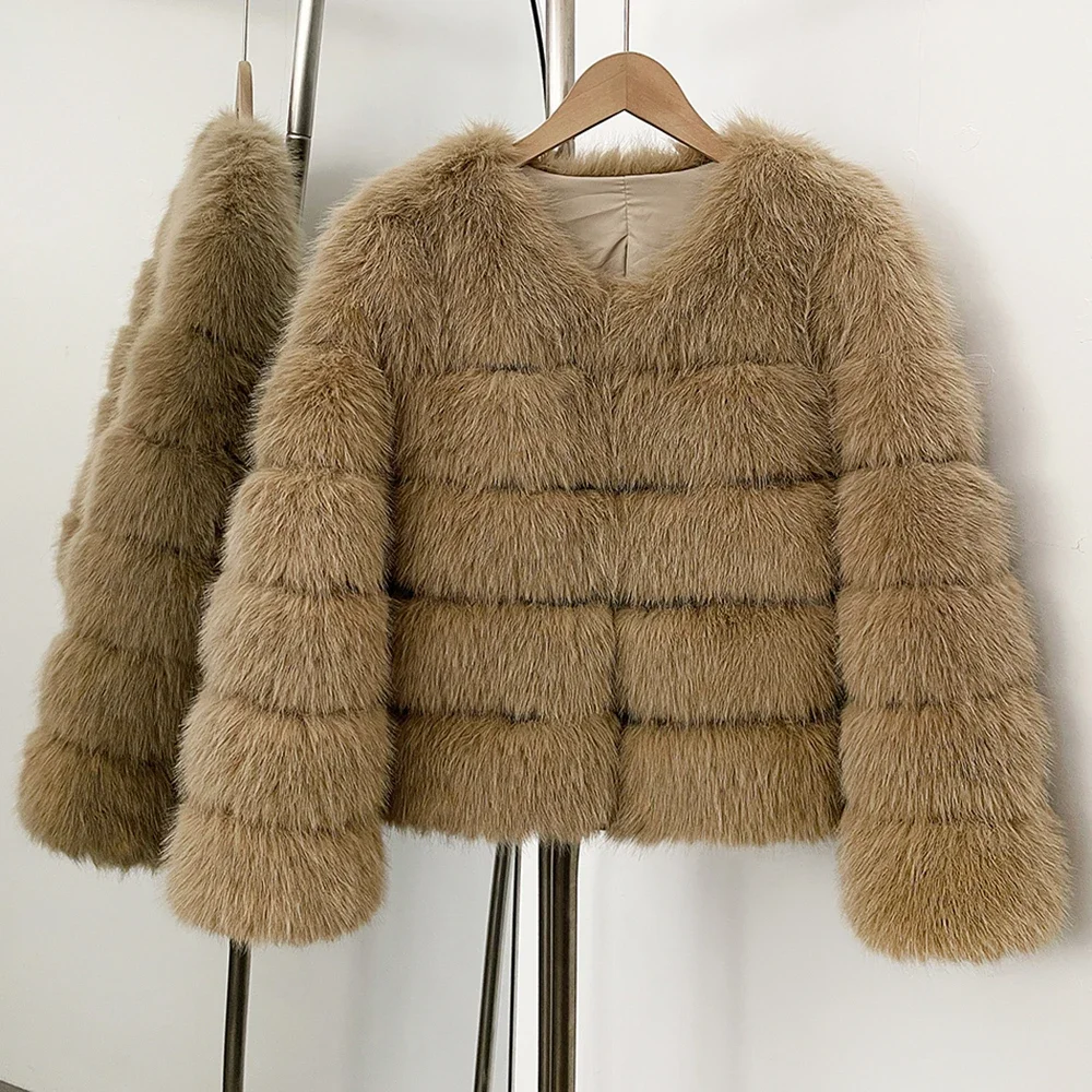

OFTBUY Furry Fox Fur Jacket Женская зимняя экологически чистая осенняя шуба из искусственного меха Женская толстая теплая шуба из искусственного меха енота в стиле пэчворк