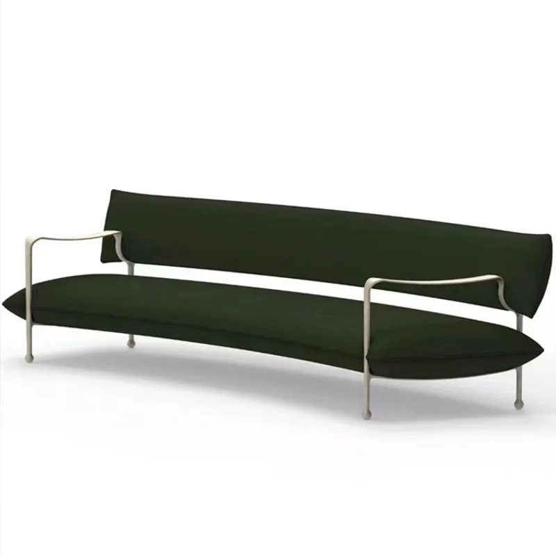 Light luxury sofa, sales office, hotel lobby, stainless steel metal curved sofa