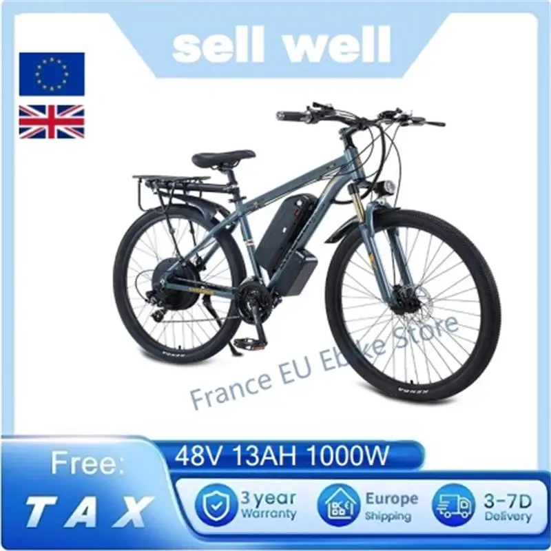 EU Stock AKEZ 1000W Electric Bike 48V13AH Lithium Battery Adult Electric Bicycle 29 Inch Tires 21 Speed Mountain Off-Road E Bike