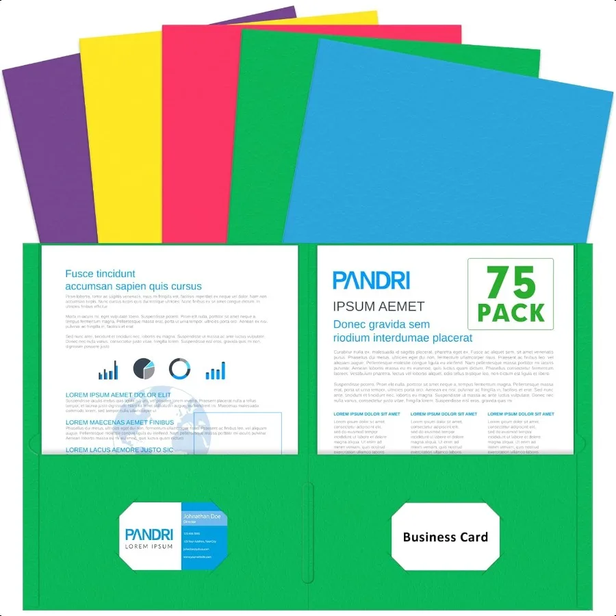 

Two Pocket Folders 75 Pack 2 Pocket Folders Letter Size Paper File Folder for School Office Home Busin Assorted 5 Colors