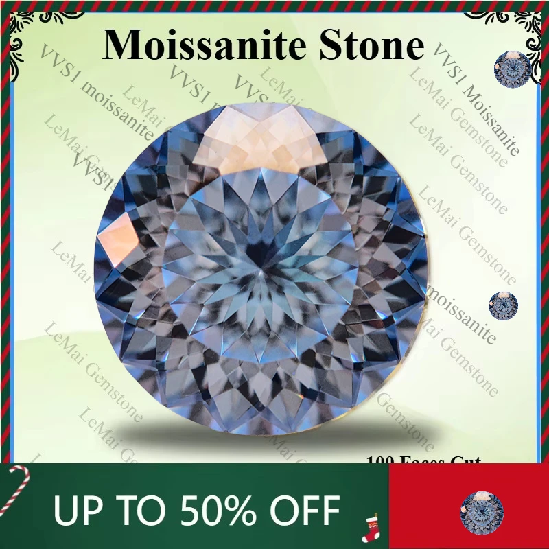 Moissanite Stone Round Shape 100 Faces Cut Lemon Yellow Colour For Top Charms Beads Jewelry Making Material With Certificate