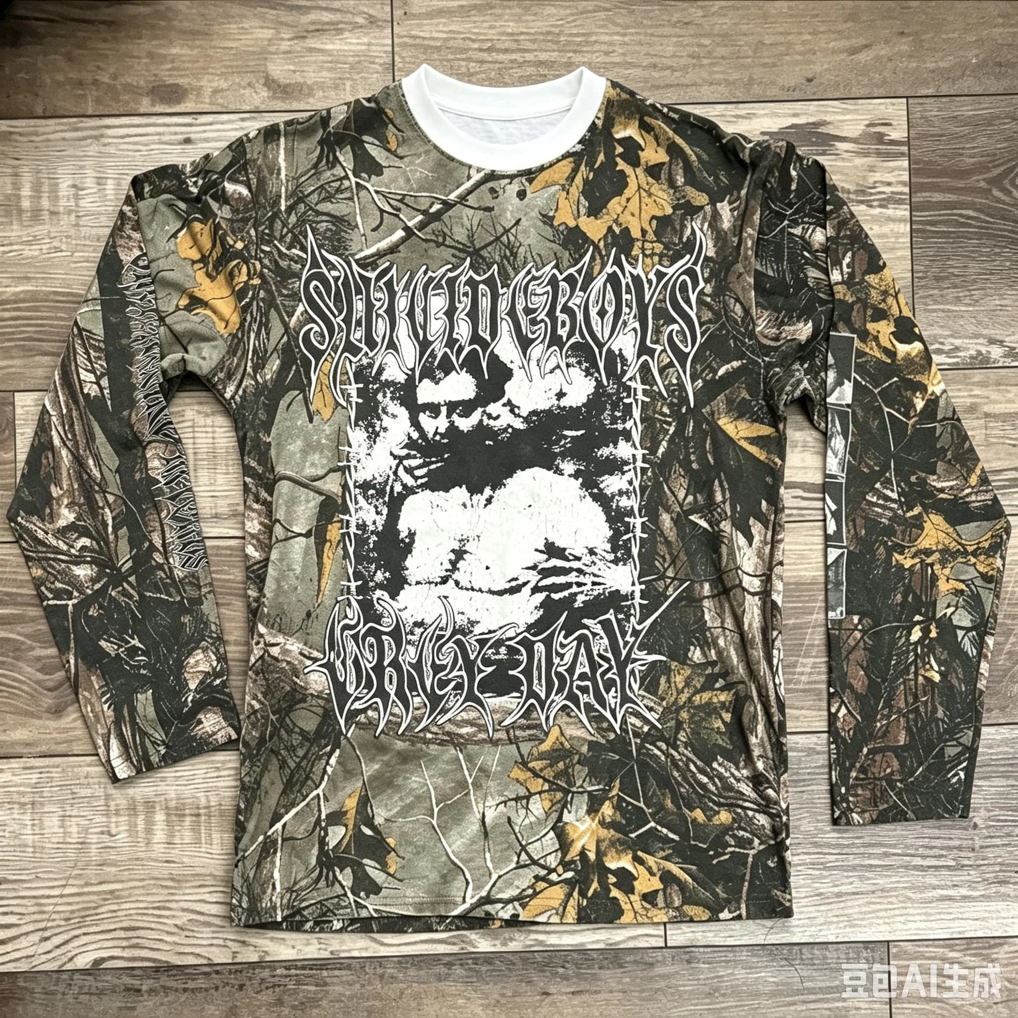 Men Realtree Camo Long Sleeve T Shirt Suicideboys Gothic Letter Portrait Print G59 Dark Trap Rap Streetwear Vintage Moto Tops
