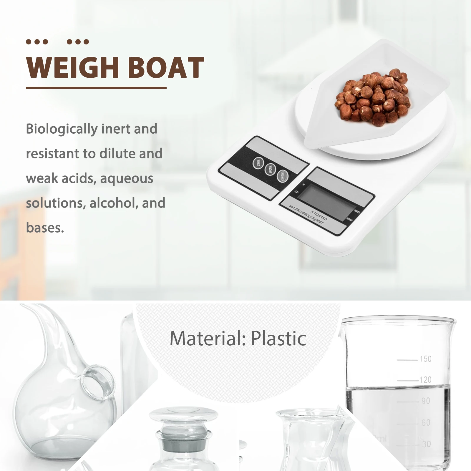 

10pcs Weighing Boat Lightweight White Tray Laboratory Dishes Disposable Easy Clean Non Stick Uniform Shape Resists