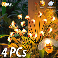 Bees LED Solar Lights Outdoor Garden Firefly Landscape Decorative Lamp Yard Pathway Lawn Lights Starburst Swaying 1~4pcs