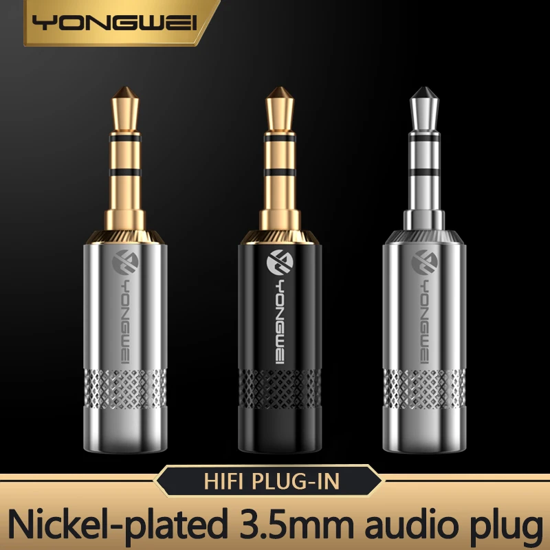 YONGWEI 3.5mm TRS gold plated audio plug 3.5 aux headphone car headset computer MP3 3-polos, DIY welded female plug