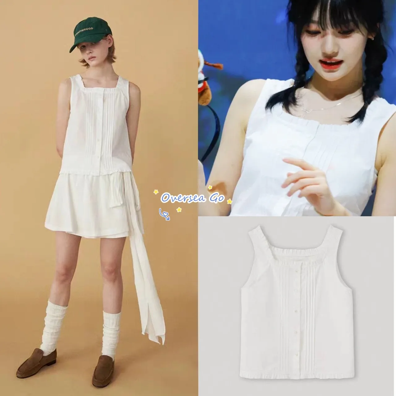 

Smoothmood Ning Zhu Pure Color Lace Svel irt Vest Women's Faion Korean Sle Cotton Liner Loose Fit Summer Wear